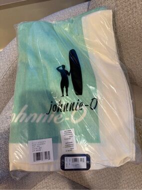 johnnie-O Mint & White Striped Towel